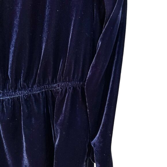 J. Crew Navy Blue Velour Velvet Long Sleeve Elastic Waist Dress K3470 - Picture 6 of 10
